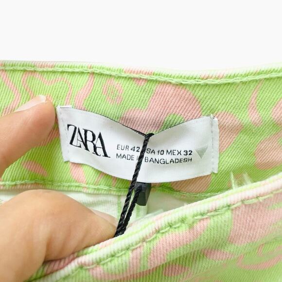 NWT Zara Floral Printed Pants Green Women’s Size 10 - Picture 5 of 10